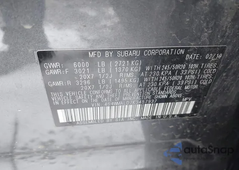 2019 Subaru Ascent Limited from USA, damaged, VIN 4S4WMALD7K3457937